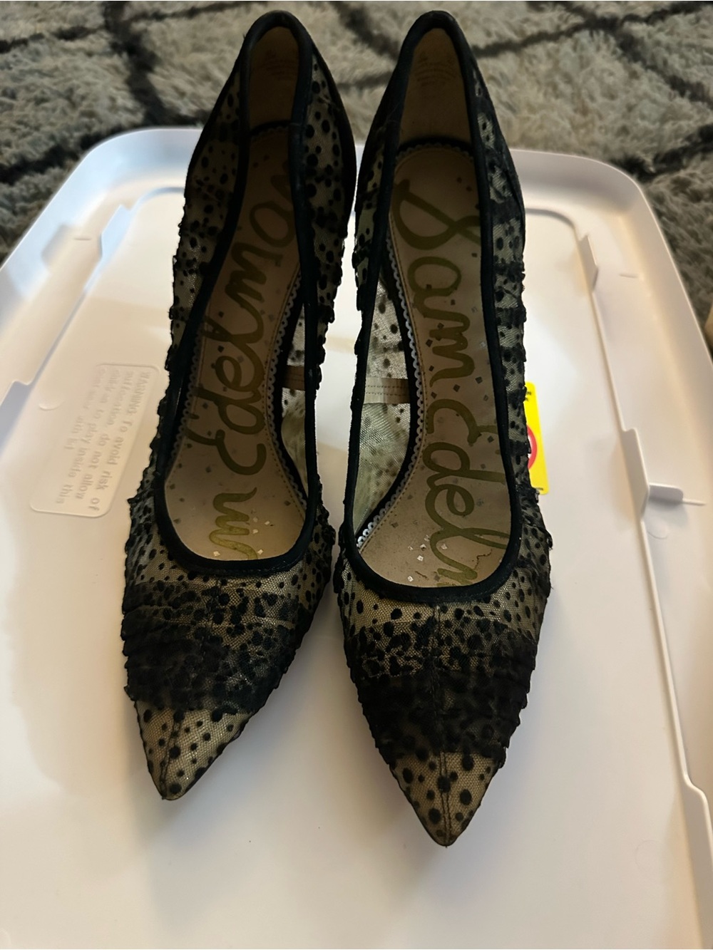 Sam Edelman Black Lace Pointed Toe Stiletto Pumps